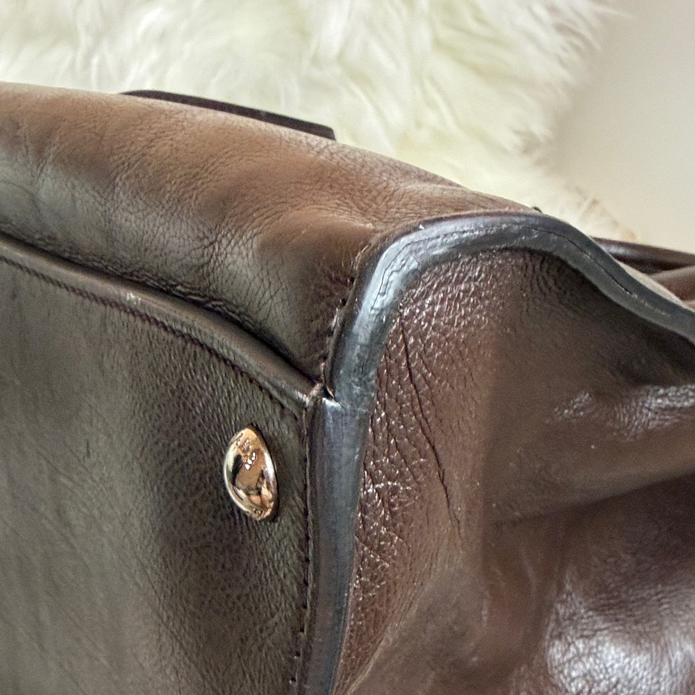 Prada Women's Dark Brown Leather Tote - Picture 8 of 14